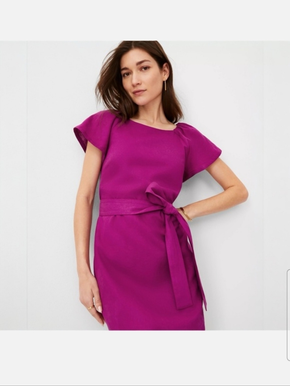 NWT. Ann Taylor Linen Blend Magenta Shift Dress Sz.6